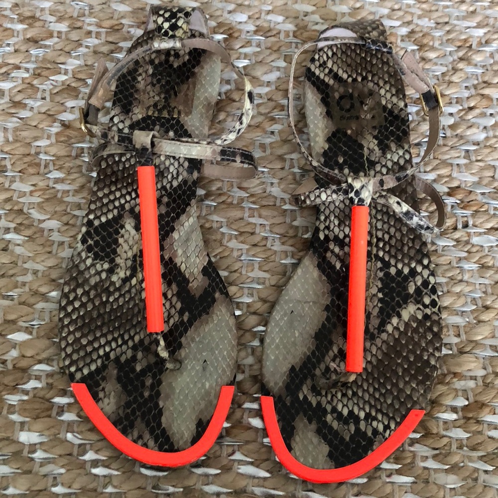 Dolce Vita snakeskin and neon orange sandals